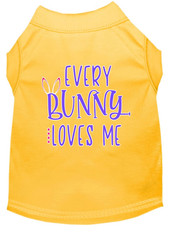 Every Bunny Loves me Screen Print Dog Shirt Yellow XS